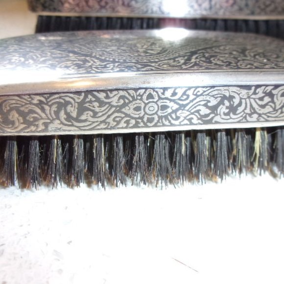Siam Sterling Silver Man's Brush Set Niello - Picture 6 of 8